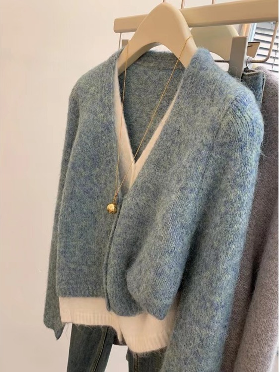 Resin Vat - Korean Style Loose Knitted Sweater V-Neck