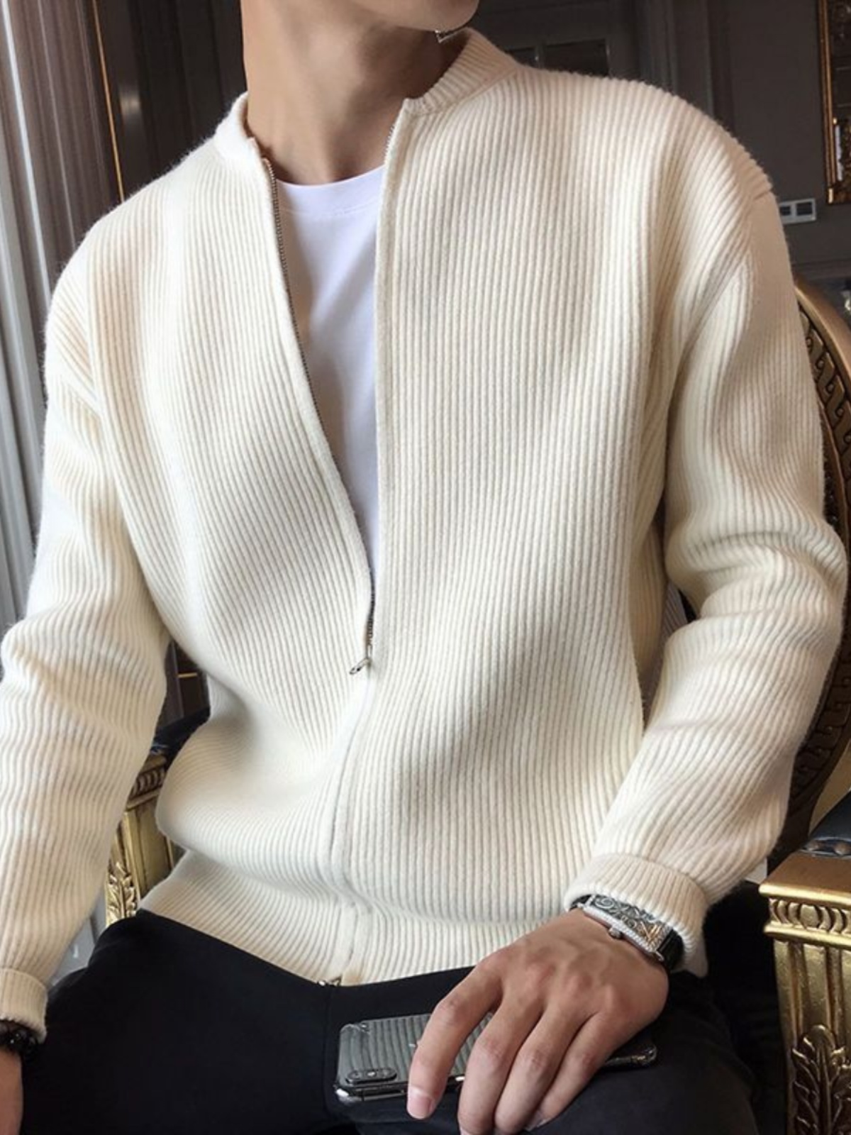 Resin Vat - Men's Knitted Cardigan Sweater Spring Autumn